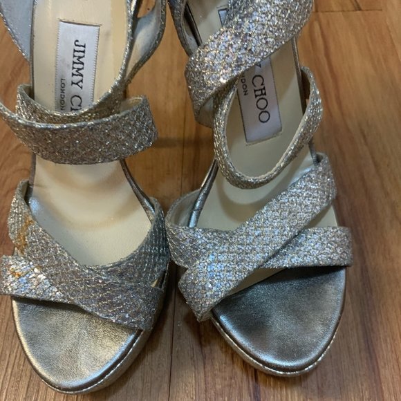 Jimmy Choo Vamp Glitter Crossing-straps Sandals - Picture 9 of 15